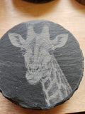 Slate Coaster with a Giraffe on it